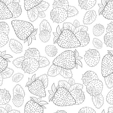 Çilek. Arka plan, duvar kağıdı, sorunsuz. Kroki. Beyaz bir arka plan üzerinde. Boyama.