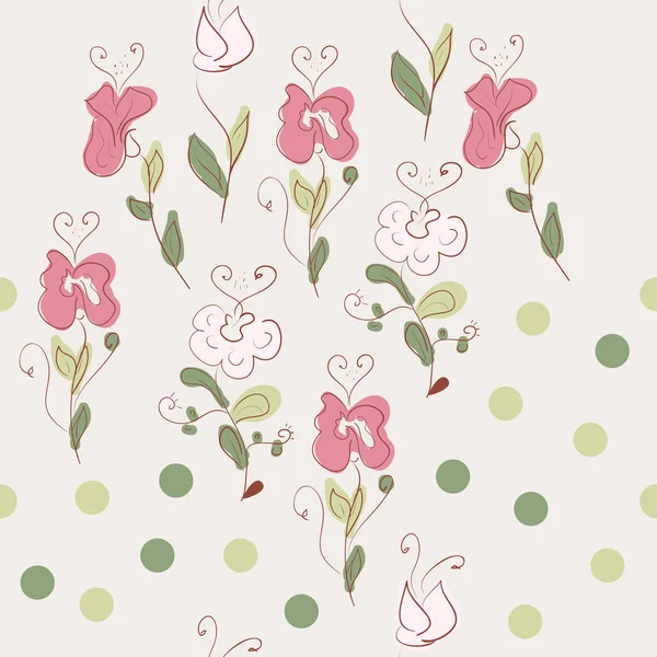 Bloemen. Achteloos tekening. doodle. Achtergrond, wallpaper, textuur. Naadloze. — Stockvector