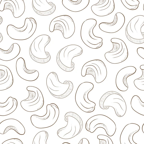 Anacardo. Una locura. Seco. Imagen en blanco y negro. Boceto. fondo, fondo de pantalla, textura, sin costuras . — Vector de stock