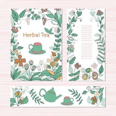 Şablon. Bitkisel çay. Ayarla