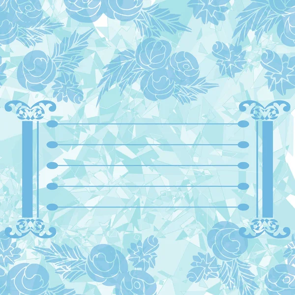 Tarjeta, fondo, marco. Rosas azules. Abstracto — Vector de stock