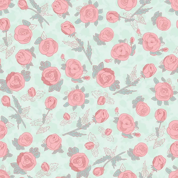 Rosa rosas sem costura. Esboço doodle . — Vetor de Stock