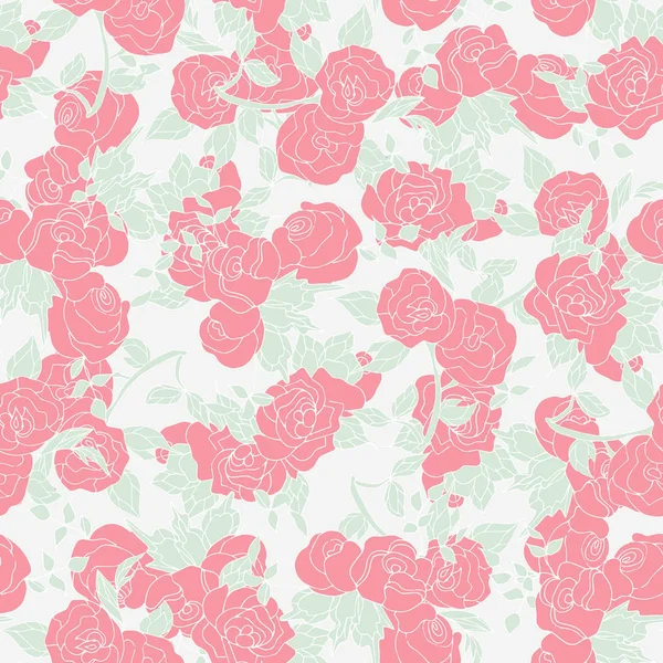 Roze rozen. Achtergrond, textuur, wallpaper. Naadloze. Doodle. — Stockvector