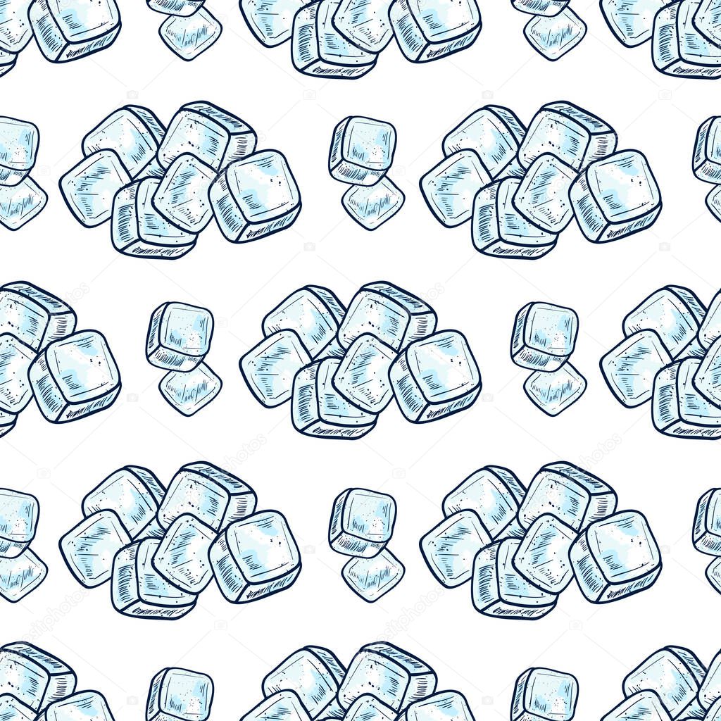 Ice. Cube. Sketch. background, wallpaper, seamless. 
