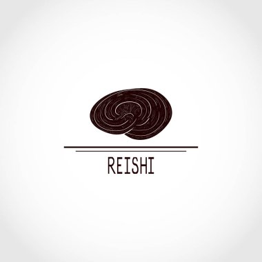 Reishi. Mushroom. Black silhouette. logo, icon. clipart