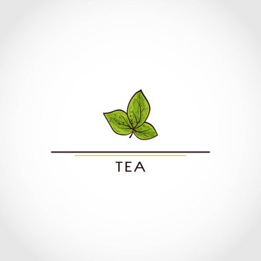 Çay yaprakları. Logo, amblem. Kroki.
