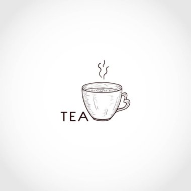 Bir fincan. Kroki. Logo, sembol, amblemi.