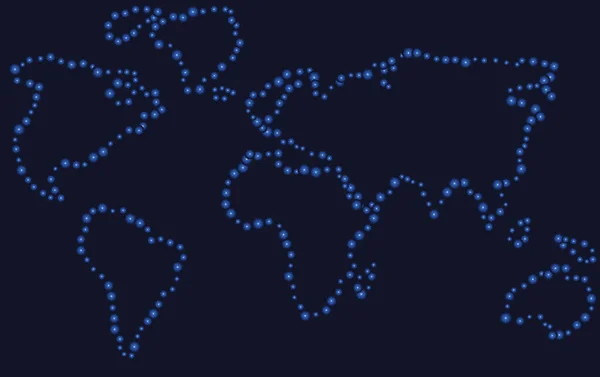 Mappa mondiale delle stelle incandescenti . — Vettoriale Stock