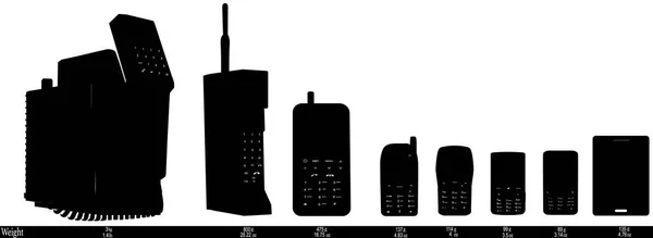 Evolution of the cell phone black and white — Stock Vector