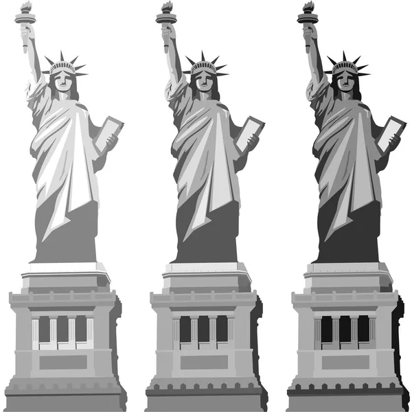 Estatua de la libertad en diferentes gradientes de escala de grises — Vector de stock