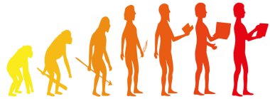 Silhouette evolution from monkey to man clipart