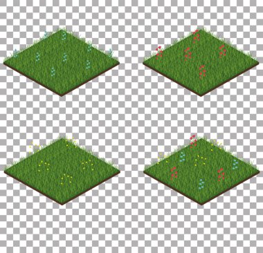 Çiçekli izometrik çimen kiremitleri