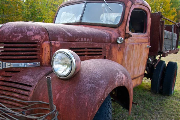 Close View Abandoned Truck Field Autumn — Stock Photo, Image