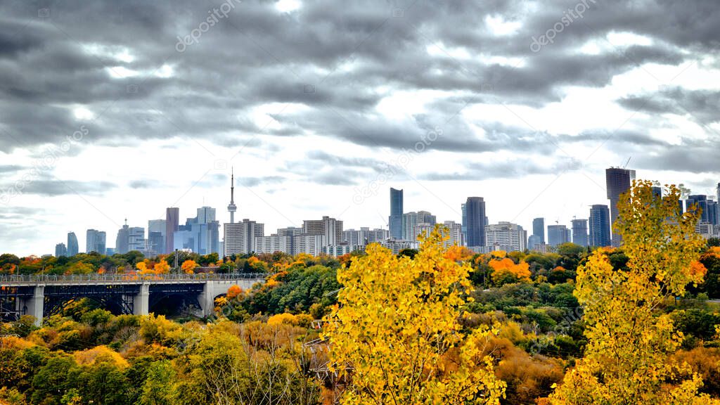 The landscape of downtown Toronto from Chester Hill Lookout