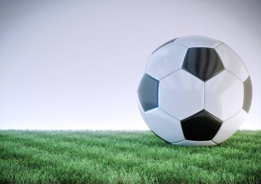 parlak futbol topu çim sahada - 3d