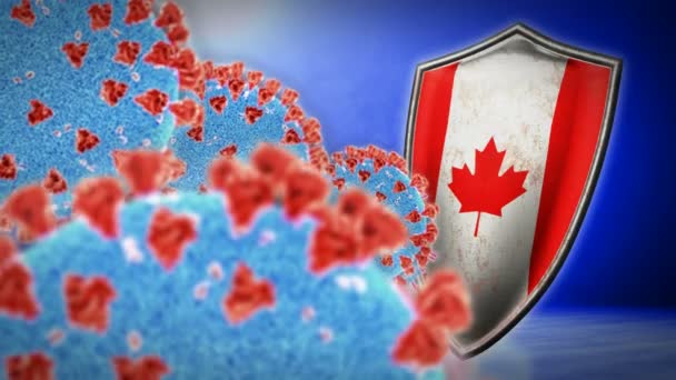 Борьба Канады с коронавирусом - 3D рендеринг бесшовной анимации цикла — стоковое видео