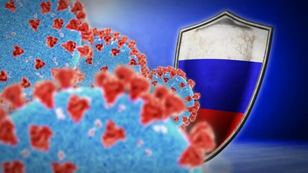 Lotta della Russia con coronavirus - 3D rendono l'animazione loop senza soluzione di continuità — Video Stock