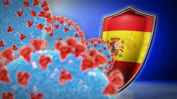 Lotta della Spagna con coronavirus - 3D rendono l'animazione loop senza soluzione di continuità — Video Stock