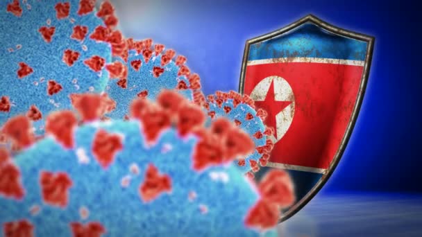 Luta da Coreia do Norte com coronavírus - 3D renderizar animação loop sem costura — Vídeo de Stock