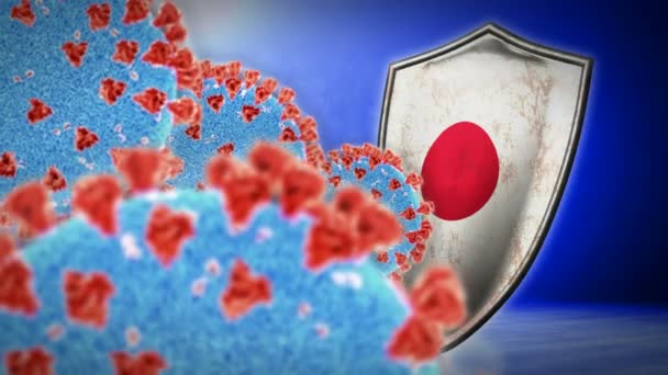 Gevecht van de Japan met coronavirus - 3D maken naadloze lus animatie — Stockvideo