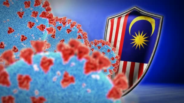 Боротьба Малайзії з коронавірусом - 3D анімація безшовного циклу — стокове відео