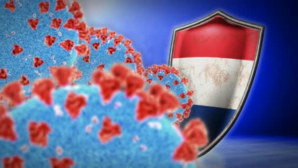 Lucha de los Países Bajos con coronavirus - 3D renderizar animación bucle sin fisuras — Vídeos de Stock