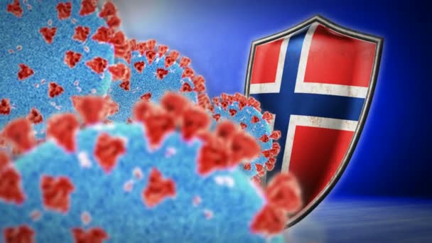 Борьба Норвегии с коронавирусом - 3D рендеринг бесшовной анимации цикла — стоковое видео