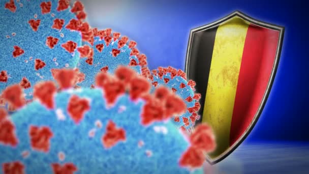 การต่อสู้ของเบลเยียมกับไวรัสโคโรนา 3D แอนิเมชั่นวงกลมไร้รอยต่อ — วีดีโอสต็อก