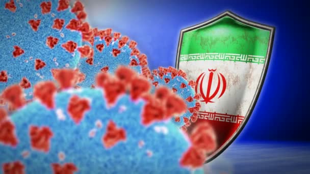 Lotta dell'Iran con coronavirus - 3D rendono l'animazione loop senza soluzione di continuità — Video Stock