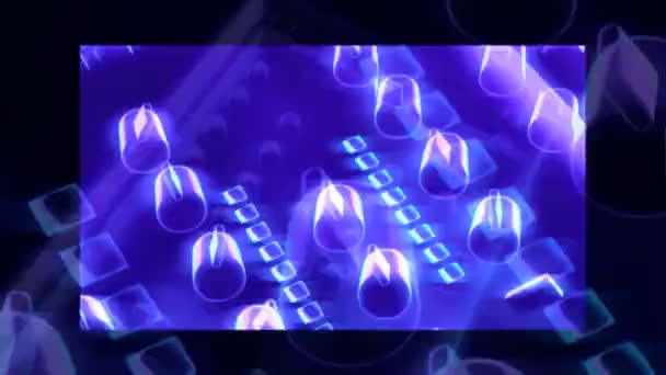 Vj loop - neon muzikale symbolen. 3D-weergave — Stockvideo