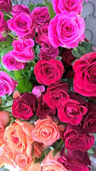 Widok Bliska Bukiet Kwiatów Róż — Zdjęcie stockowe