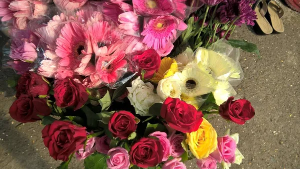 Vue Bouquet Fleurs Roses — Photo