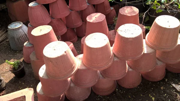 Vista Cênica Vasos Barro Para Plantação — Fotografia de Stock