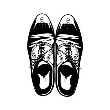 Erkeklerin moda ayakkabılarıyla illüstrasyon çizen vektör el. Klasik Brogue Ayakkabıları. Oxfords Erkek Ayakkabıları