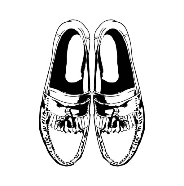 Schuh Silhouette Auf Weißem Hintergrund Mokassins Vektorillustration — Stockvektor