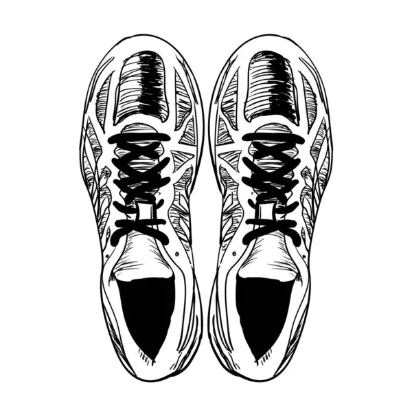 Vector Sketch Illustration Par Sapatos Corrida Vista Superior — Vetor de Stock