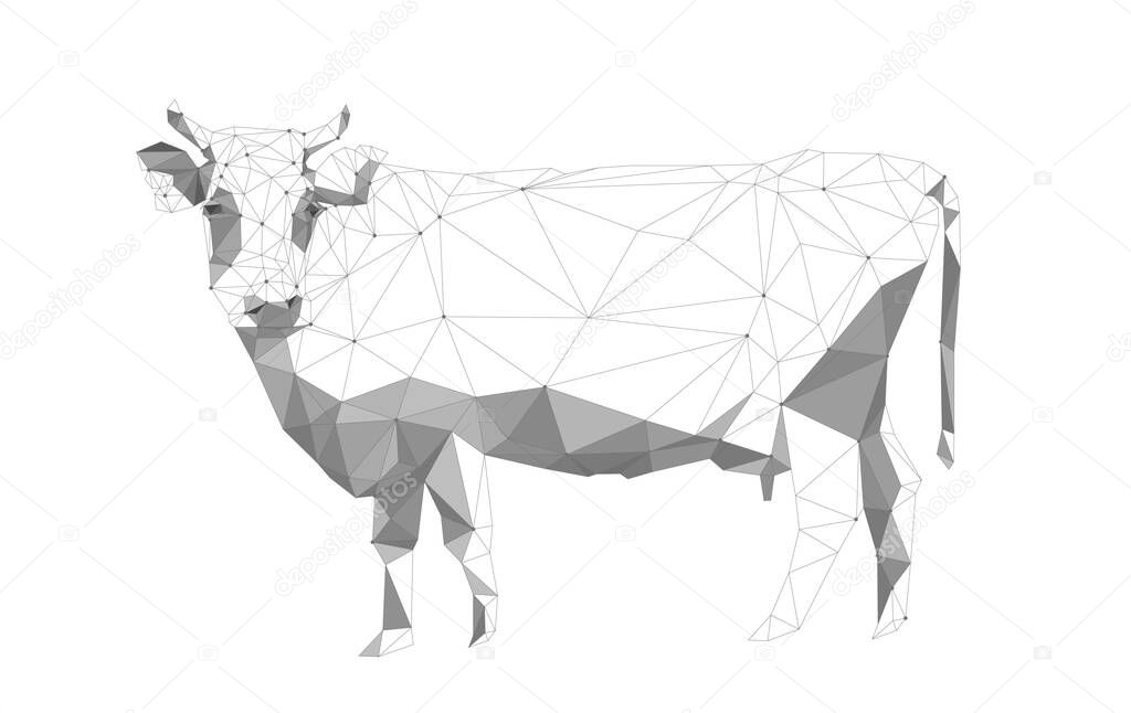 Polygonal Cow Farm Animal. Editable Clip Art.