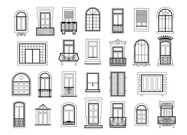 Illustrations Vectorielles Avec Différentes Silhouettes Cadres Fenêtre Silhouette Cadre Fenêtre — Image vectorielle