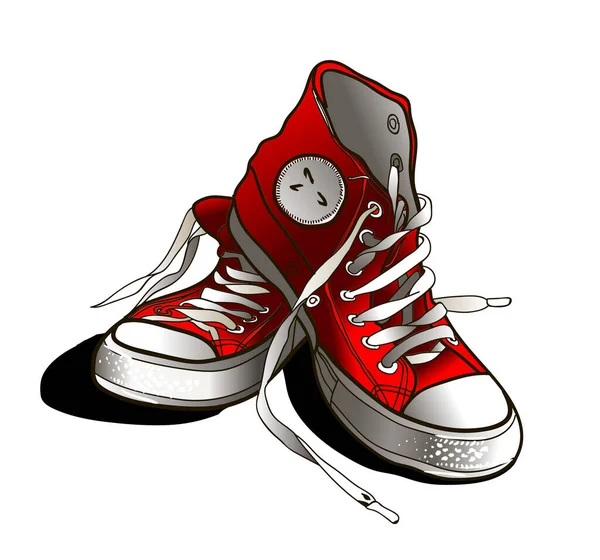 Ilustración Zapatillas Para Camiseta Par Zapatos Estilo Universitario — Vector de stock