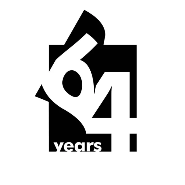 分離抽象ロゴ64年 開いている本の形で 64歳の誕生日おめでとうございます 白を基調とした黒文字 — ストックベクタ