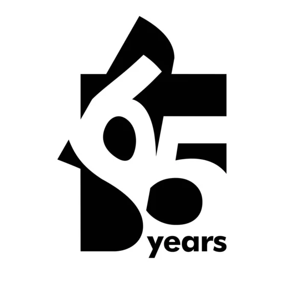 抽象的なロゴを分離65年 開いている本の形で 65歳の誕生日おめでとうございます 白を基調とした黒文字 — ストックベクタ