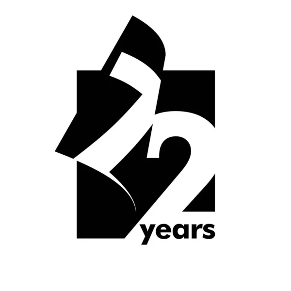 分離抽象ロゴ72年 開いている本の形で 72歳の誕生日おめでとうございます 白を基調とした黒文字 — ストックベクタ