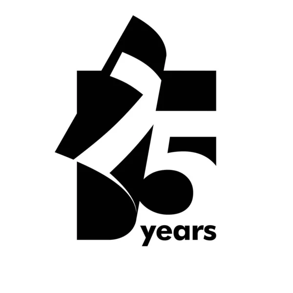 抽象的なロゴを分離75年 開いている本の形で 75歳の誕生日おめでとうございます 白を基調とした黒文字 — ストックベクタ