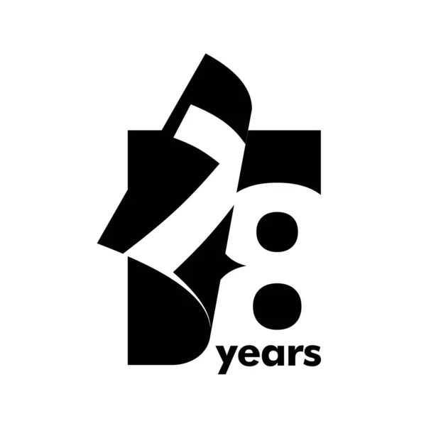 分離抽象ロゴ78年 開いている本の形で 78歳の誕生日おめでとうございます 白を基調とした黒文字 — ストックベクタ