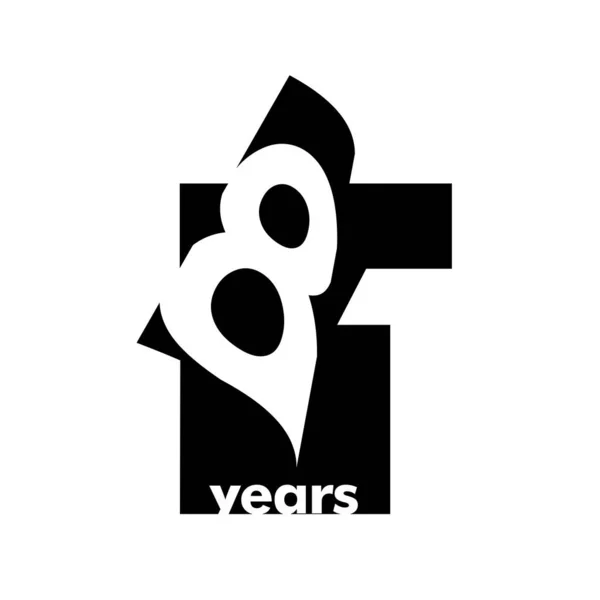 抽象的なロゴを分離81年 開いている本の形で 81歳の誕生日おめでとうございます 白を基調とした黒文字 — ストックベクタ