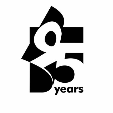 Soyut logo 95 yıl izole edilmiş. Açık bir kitap, dergi şeklinde. 95. yaş günün kutlu olsun. Beyaz arkaplanda siyah renk yazımı.