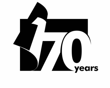 Soyut logo 170 yıl izole edilmiş. Açık bir kitap, dergi şeklinde. 170. yaş günün kutlu olsun. Beyaz arkaplanda siyah renk yazımı.