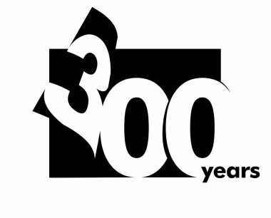 Vektör 300 yıllık yıldönümü logosu. Beyaz arkaplanda siyah logo 300. yıldönümü