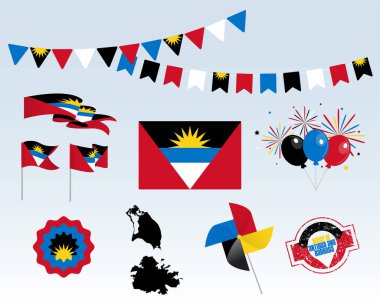 Antigua ve Barbuda kurdeleleri, semboller, simgeler ve bayraklar beyaz bir arkaplanda 1 Kasım 'da Antigua ve Barbuda' da üretildi. Vektör sembolizmi, premium kalite, bilgi grafiğiniz için ayarlandı