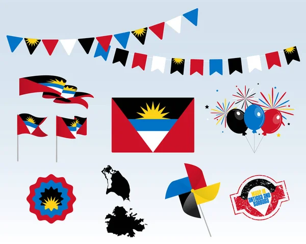 Großes Set Von Bändern Aus Antigua Und Barbuda Symbole Symbole — Stockvektor
